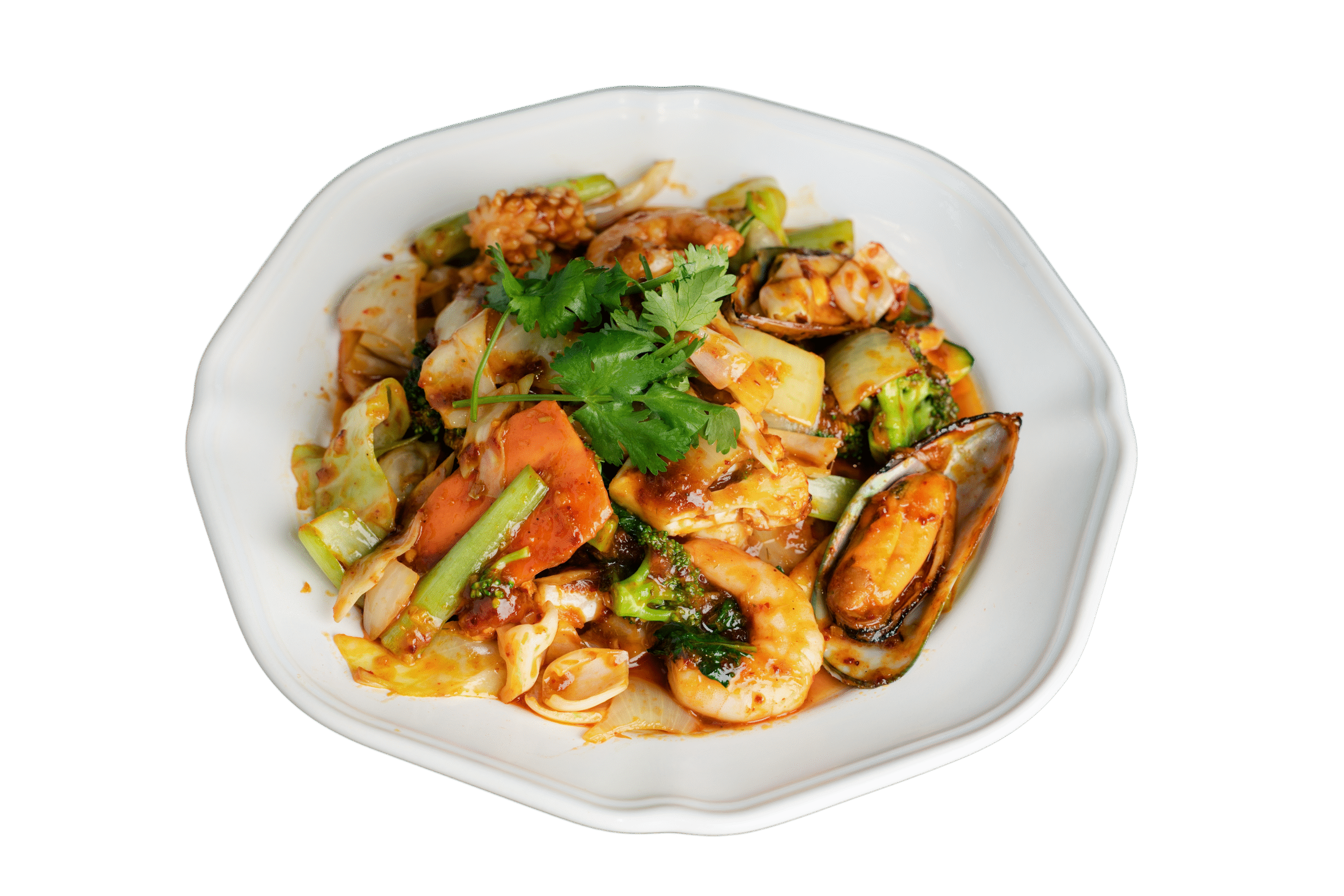 Stir Fried Seafood With Steamed Rice